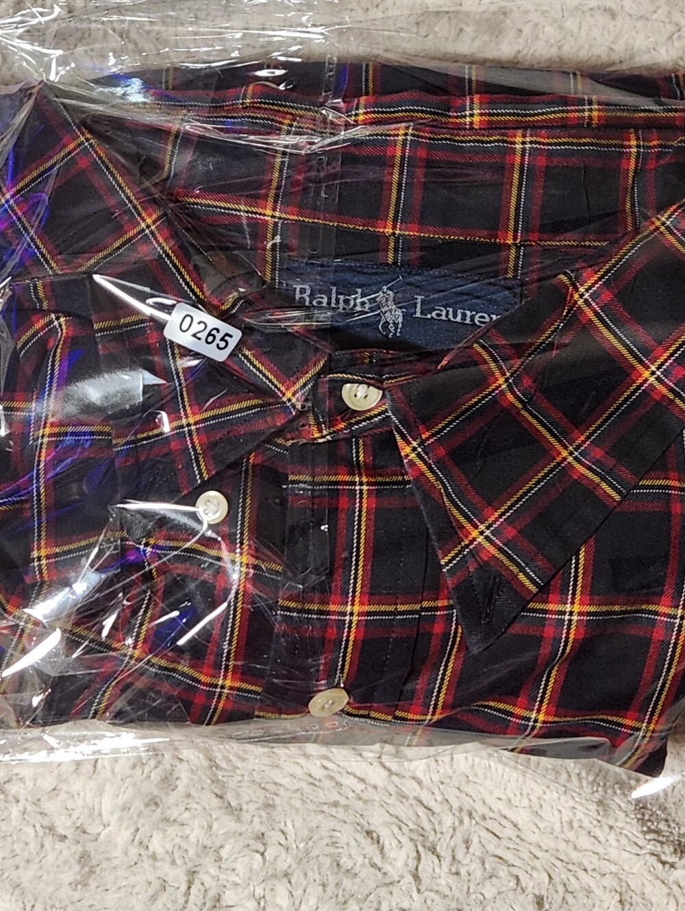 VTG 90s Polo Ralph Lauren Blake Plaid Shirt 3X Two Ply Cotton Tartan Black Red - Picture 8 of 8